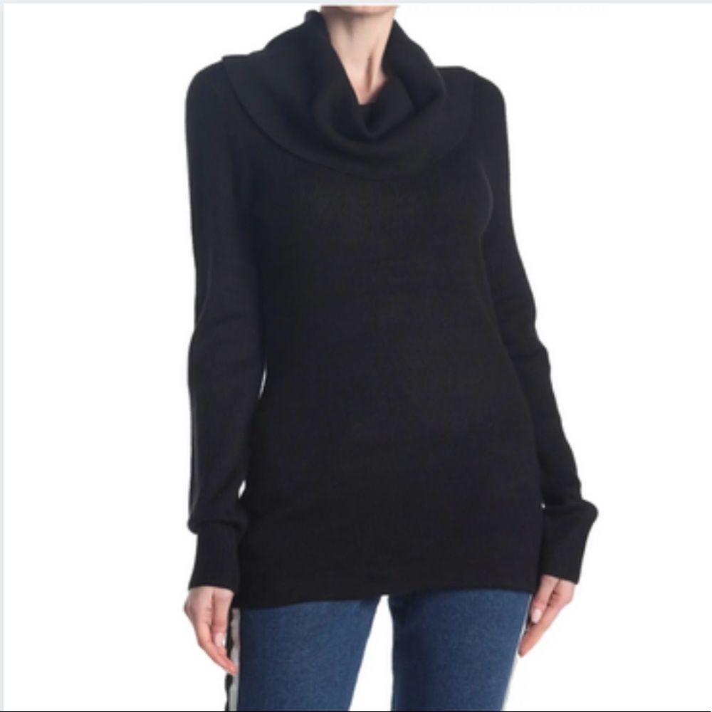 FRENCH CONNECTION Babysoft Ribbed Cowl Neck Jumper In Black, M